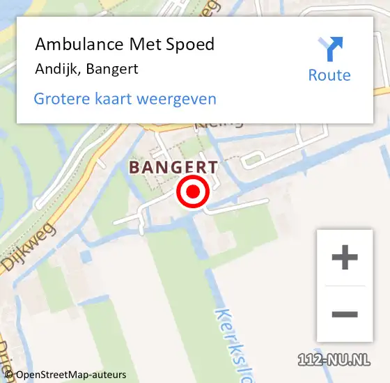 Locatie op kaart van de 112 melding: Ambulance Met Spoed Naar Andijk, Bangert op 13 juni 2019 21:30