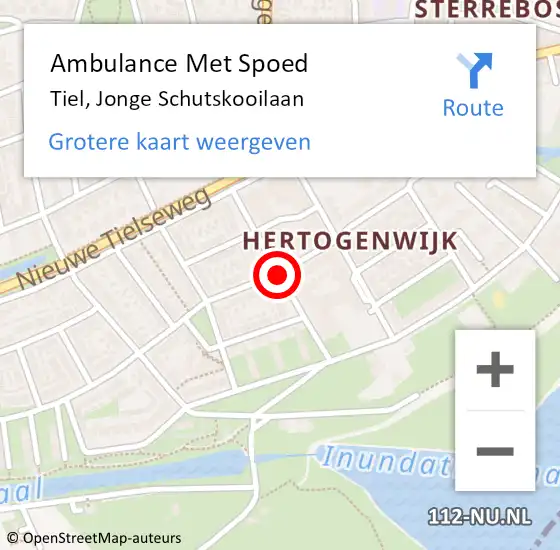 Locatie op kaart van de 112 melding: Ambulance Met Spoed Naar Tiel, Jonge Schutskooilaan op 13 juni 2019 21:56