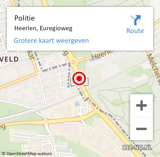 Locatie op kaart van de 112 melding: Politie Heerlen, Euregioweg op 13 juni 2019 22:35