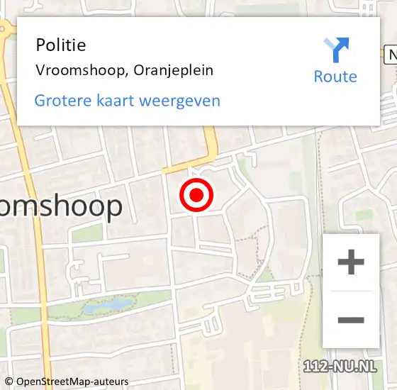 Locatie op kaart van de 112 melding: Politie Vroomshoop, Oranjeplein op 13 juni 2019 22:38