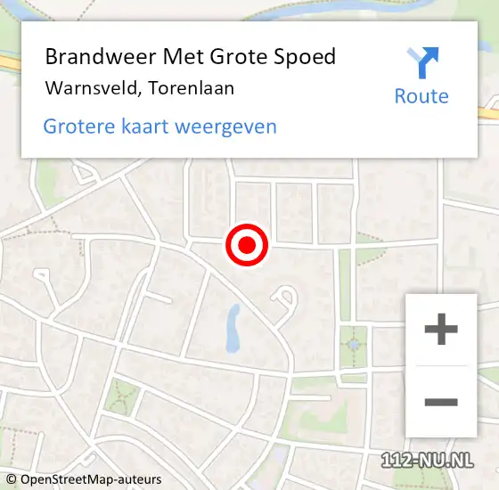 Locatie op kaart van de 112 melding: Brandweer Met Grote Spoed Naar Warnsveld, Torenlaan op 13 juni 2019 22:46