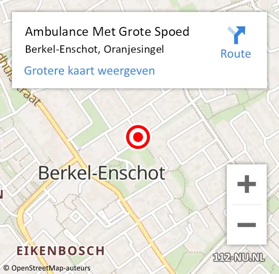 Locatie op kaart van de 112 melding: Ambulance Met Grote Spoed Naar Berkel-Enschot, Oranjesingel op 14 juni 2019 00:36