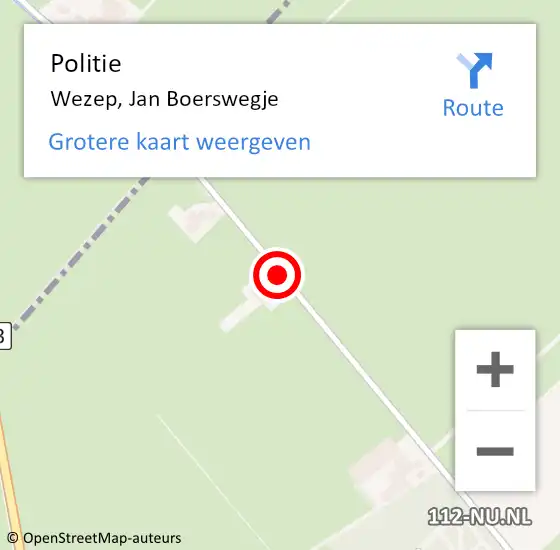 Locatie op kaart van de 112 melding: Politie Wezep, Jan Boerswegje op 14 juni 2019 00:48