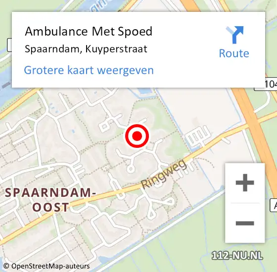 Locatie op kaart van de 112 melding: Ambulance Met Spoed Naar Spaarndam, Kuyperstraat op 14 juni 2019 01:25