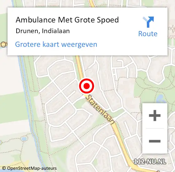 Locatie op kaart van de 112 melding: Ambulance Met Grote Spoed Naar Drunen, Indialaan op 14 juni 2019 02:03