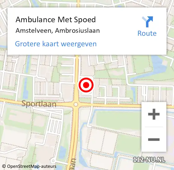 Locatie op kaart van de 112 melding: Ambulance Met Spoed Naar Amstelveen, Ambrosiuslaan op 14 juni 2019 02:23