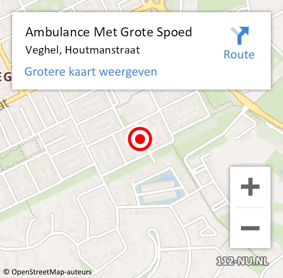 Locatie op kaart van de 112 melding: Ambulance Met Grote Spoed Naar Veghel, Houtmanstraat op 14 juni 2019 02:24