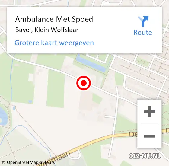 Locatie op kaart van de 112 melding: Ambulance Met Spoed Naar Bavel, Klein Wolfslaar op 14 juni 2019 03:35