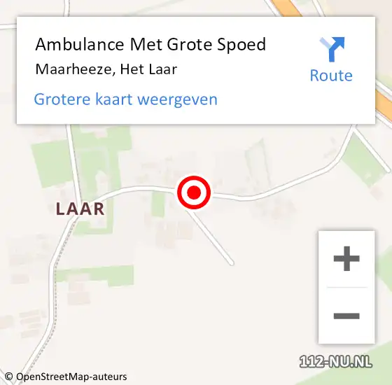 Locatie op kaart van de 112 melding: Ambulance Met Grote Spoed Naar Maarheeze, Het Laar op 14 juni 2019 04:44