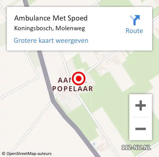 Locatie op kaart van de 112 melding: Ambulance Met Spoed Naar Koningsbosch, Molenweg op 4 april 2014 10:33