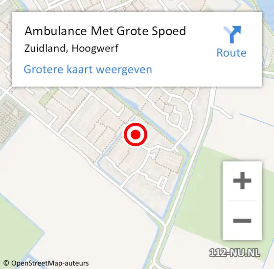 Locatie op kaart van de 112 melding: Ambulance Met Grote Spoed Naar Zuidland, Hoogwerf op 14 juni 2019 08:41