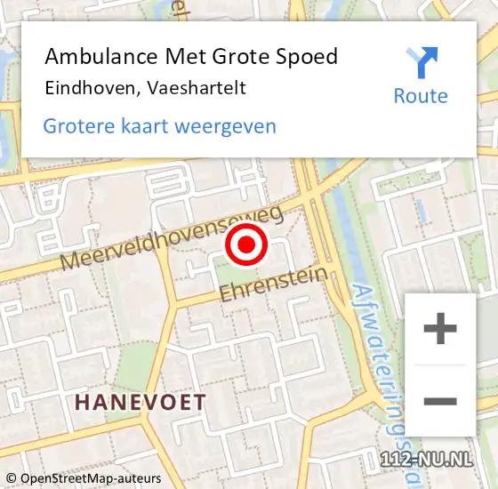 Locatie op kaart van de 112 melding: Ambulance Met Grote Spoed Naar Eindhoven, Vaeshartelt op 14 juni 2019 09:07