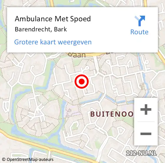 Locatie op kaart van de 112 melding: Ambulance Met Spoed Naar Barendrecht, Bark op 14 juni 2019 09:18