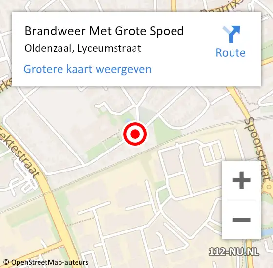 Locatie op kaart van de 112 melding: Brandweer Met Grote Spoed Naar Oldenzaal, Lyceumstraat op 14 juni 2019 10:42