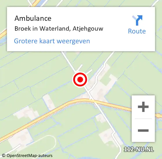 Locatie op kaart van de 112 melding: Ambulance Broek in Waterland, Atjehgouw op 14 juni 2019 10:44