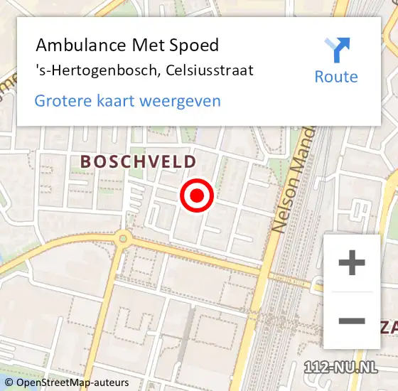 Locatie op kaart van de 112 melding: Ambulance Met Spoed Naar 's-Hertogenbosch, Celsiusstraat op 14 juni 2019 10:58