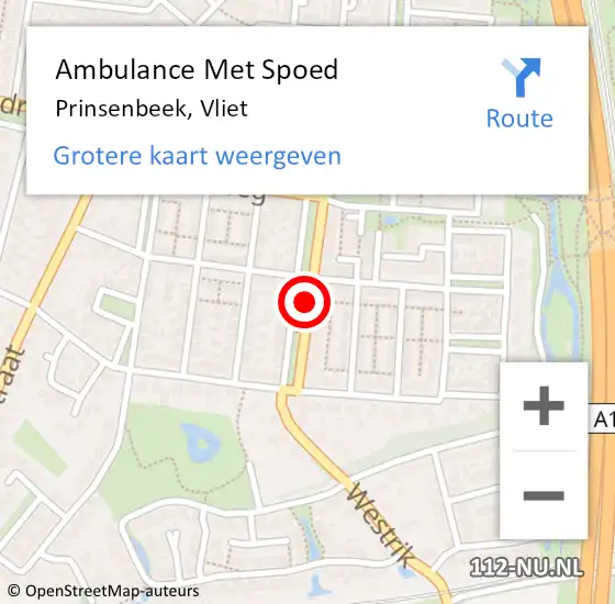 Locatie op kaart van de 112 melding: Ambulance Met Spoed Naar Prinsenbeek, Vliet op 14 juni 2019 10:59