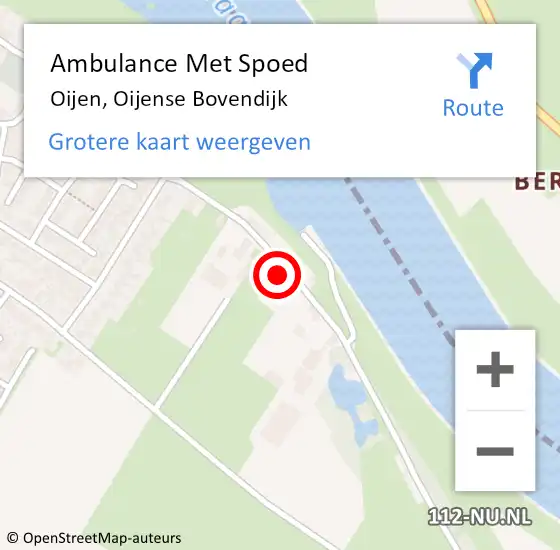 Locatie op kaart van de 112 melding: Ambulance Met Spoed Naar Oijen, Oijense Bovendijk op 4 april 2014 10:54