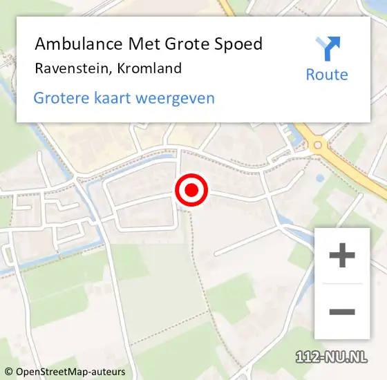 Locatie op kaart van de 112 melding: Ambulance Met Grote Spoed Naar Ravenstein, Kromland op 14 juni 2019 11:11