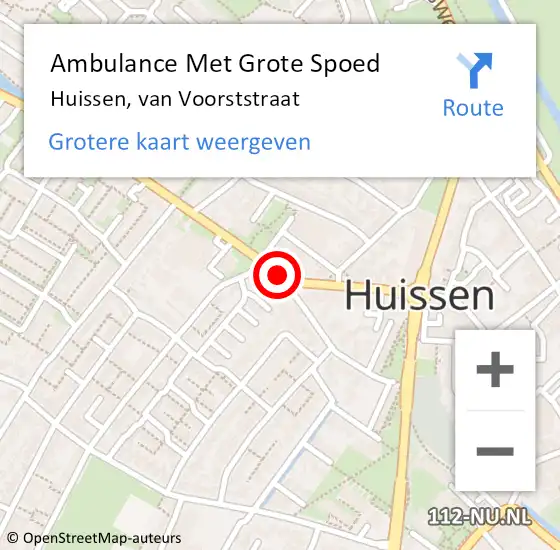 Locatie op kaart van de 112 melding: Ambulance Met Grote Spoed Naar Huissen, van Voorststraat op 14 juni 2019 11:16