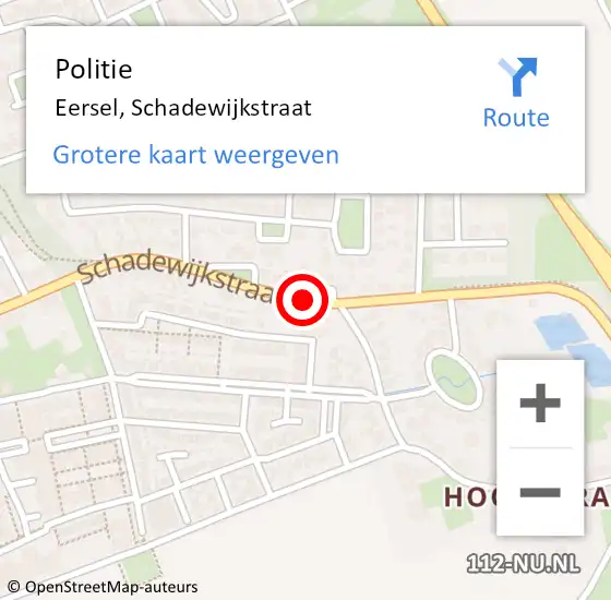 Locatie op kaart van de 112 melding: Politie Eersel, Schadewijkstraat op 14 juni 2019 11:20