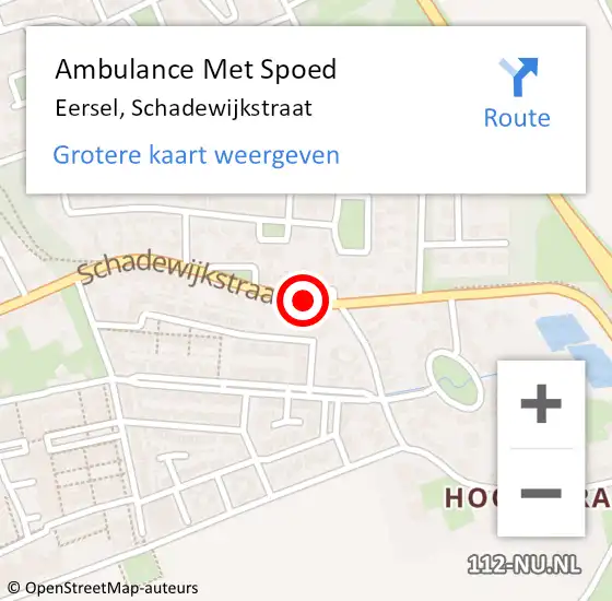 Locatie op kaart van de 112 melding: Ambulance Met Spoed Naar Eersel, Schadewijkstraat op 14 juni 2019 11:20