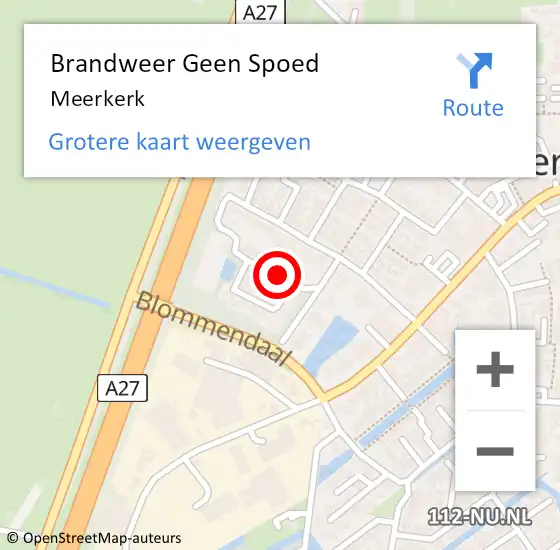 Locatie op kaart van de 112 melding: Brandweer Geen Spoed Naar Meerkerk op 14 juni 2019 12:03