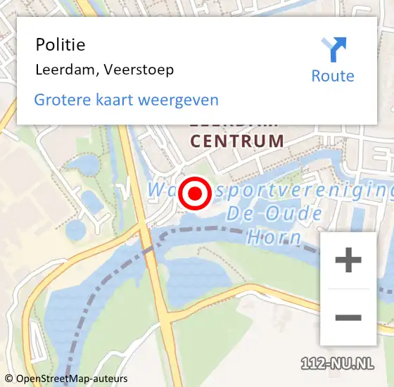 Locatie op kaart van de 112 melding: Politie Leerdam, Veerstoep op 14 juni 2019 12:21