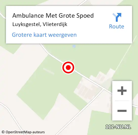 Locatie op kaart van de 112 melding: Ambulance Met Grote Spoed Naar Luyksgestel, Vlieterdijk op 14 juni 2019 12:30