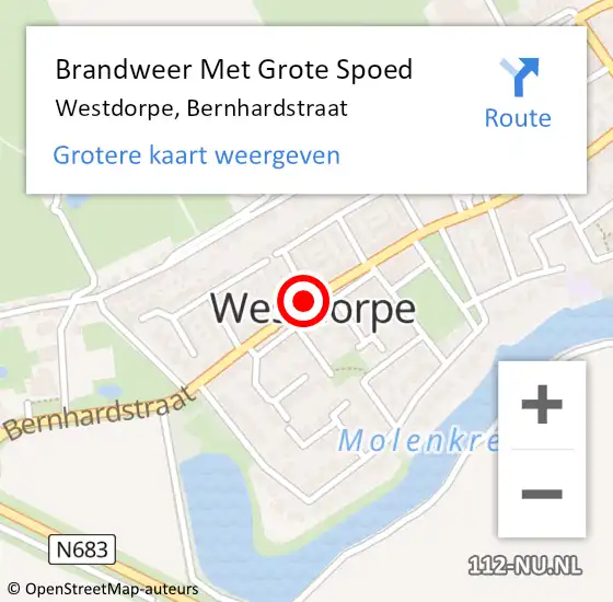 Locatie op kaart van de 112 melding: Brandweer Met Grote Spoed Naar Westdorpe, Bernhardstraat op 14 juni 2019 12:47