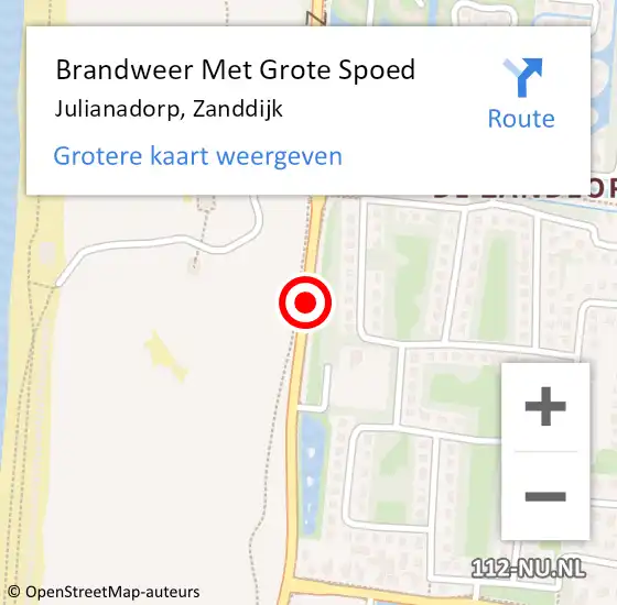 Locatie op kaart van de 112 melding: Brandweer Met Grote Spoed Naar Julianadorp, Zanddijk op 14 juni 2019 12:50