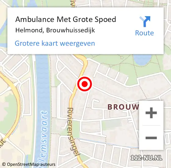 Locatie op kaart van de 112 melding: Ambulance Met Grote Spoed Naar Helmond, Brouwhuissedijk op 14 juni 2019 13:25