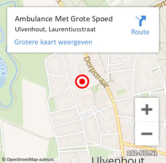 Locatie op kaart van de 112 melding: Ambulance Met Grote Spoed Naar Ulvenhout, Laurentiusstraat op 14 juni 2019 14:02