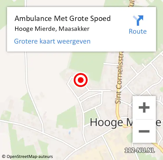 Locatie op kaart van de 112 melding: Ambulance Met Grote Spoed Naar Hooge Mierde, Maasakker op 14 juni 2019 14:20