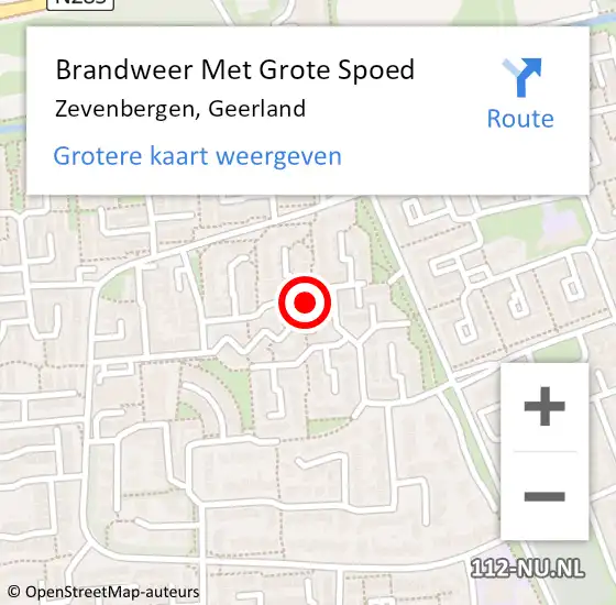 Locatie op kaart van de 112 melding: Brandweer Met Grote Spoed Naar Zevenbergen, Geerland op 14 juni 2019 14:42