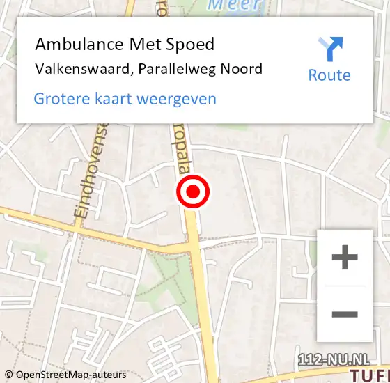 Locatie op kaart van de 112 melding: Ambulance Met Spoed Naar Valkenswaard, Parallelweg Noord op 14 juni 2019 14:53