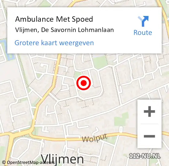 Locatie op kaart van de 112 melding: Ambulance Met Spoed Naar Vlijmen, De Savornin Lohmanlaan op 14 juni 2019 15:02