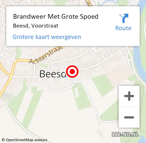 Locatie op kaart van de 112 melding: Brandweer Met Grote Spoed Naar Beesd, Voorstraat op 14 juni 2019 15:07