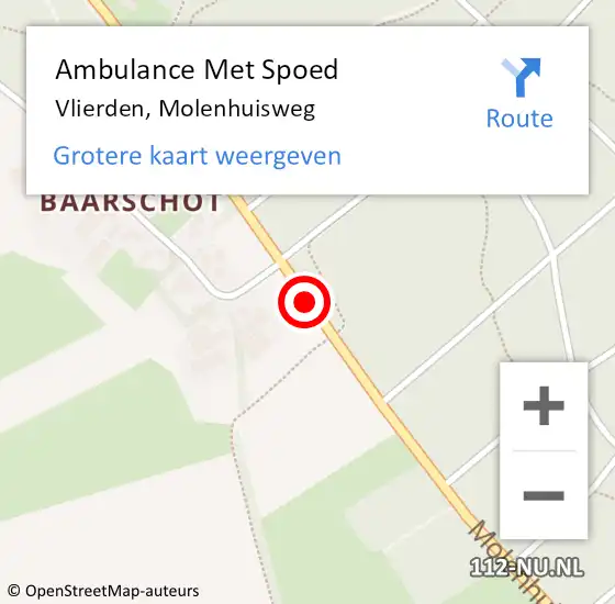 Locatie op kaart van de 112 melding: Ambulance Met Spoed Naar Vlierden, Molenhuisweg op 14 juni 2019 15:12