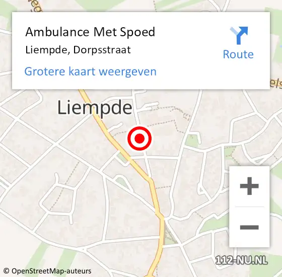 Locatie op kaart van de 112 melding: Ambulance Met Spoed Naar Liempde, Dorpsstraat op 14 juni 2019 15:15
