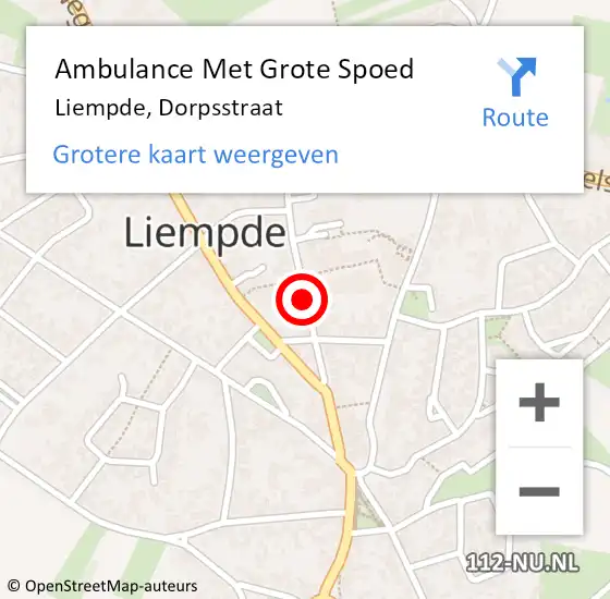 Locatie op kaart van de 112 melding: Ambulance Met Grote Spoed Naar Liempde, Dorpsstraat op 14 juni 2019 15:16