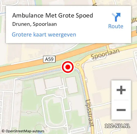 Locatie op kaart van de 112 melding: Ambulance Met Grote Spoed Naar Drunen, Spoorlaan op 14 juni 2019 15:27