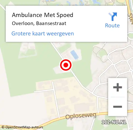 Locatie op kaart van de 112 melding: Ambulance Met Spoed Naar Overloon, Baansestraat op 14 juni 2019 15:29