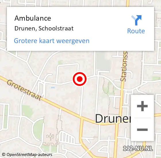 Locatie op kaart van de 112 melding: Ambulance Drunen, Schoolstraat op 14 juni 2019 15:56