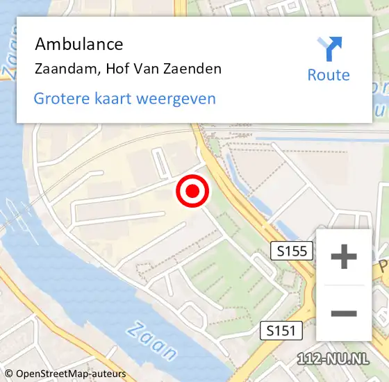 Locatie op kaart van de 112 melding: Ambulance Zaandam, Hof Van Zaenden op 14 juni 2019 16:11