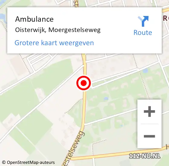 Locatie op kaart van de 112 melding: Ambulance Oisterwijk, Moergestelseweg op 14 juni 2019 16:15