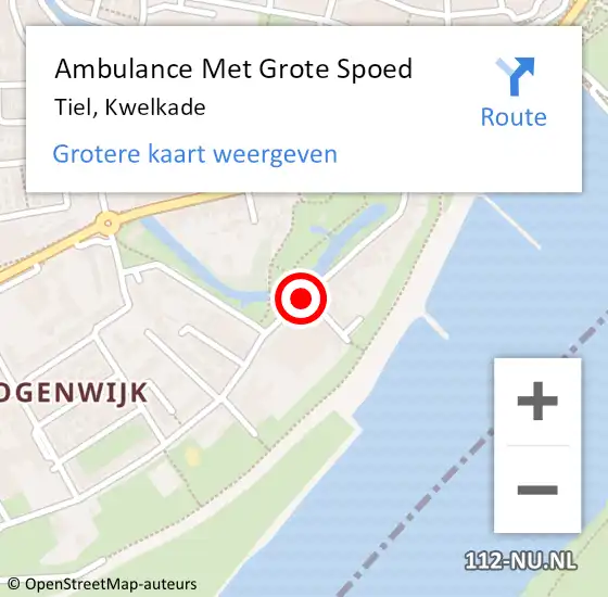 Locatie op kaart van de 112 melding: Ambulance Met Grote Spoed Naar Tiel, Kwelkade op 14 juni 2019 16:36