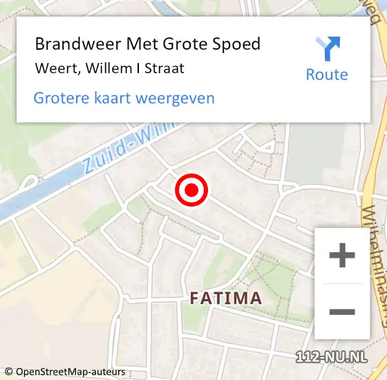 Locatie op kaart van de 112 melding: Brandweer Met Grote Spoed Naar Weert, Willem I Straat op 14 juni 2019 17:15