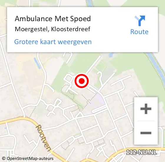 Locatie op kaart van de 112 melding: Ambulance Met Spoed Naar Moergestel, Kloosterdreef op 14 juni 2019 17:44