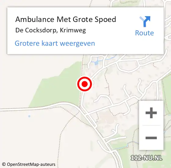 Locatie op kaart van de 112 melding: Ambulance Met Grote Spoed Naar De Cocksdorp, Krimweg op 14 juni 2019 17:44